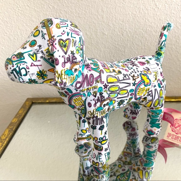 Set of 3 - Victoria’s Secret PINK Plush Dogs: Doodle, Plaid, Blue Metallic - Picture 2 of 4